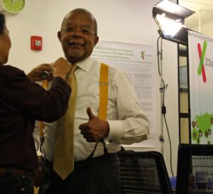 skip A photo of professor Henry Louis Gates Jr. preparing for filming of the PBS documentary Finding Your Roots at 23andMe headquarters.