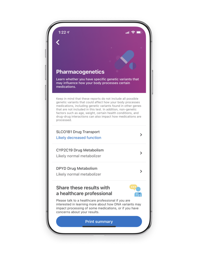 23andMe mobile pharmacogenomics