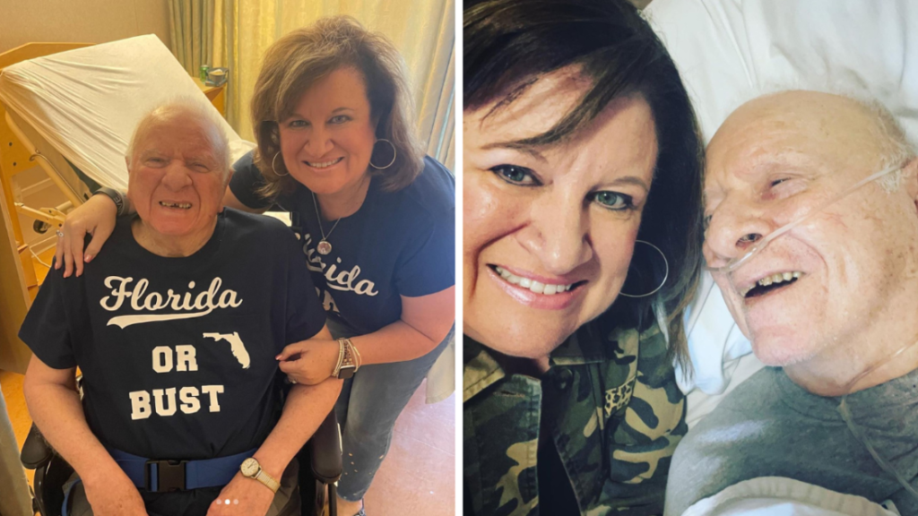 A photo Deana and Gus wearing t-Shirts that say "Florida or Bust."