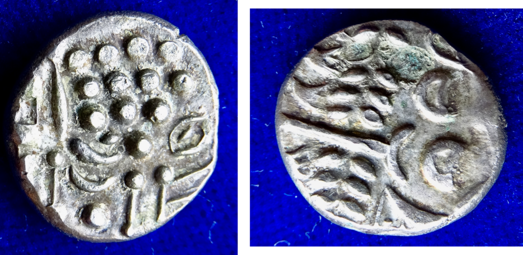 Photograph of front and back of coin from the Durotriges, circa 60 BC